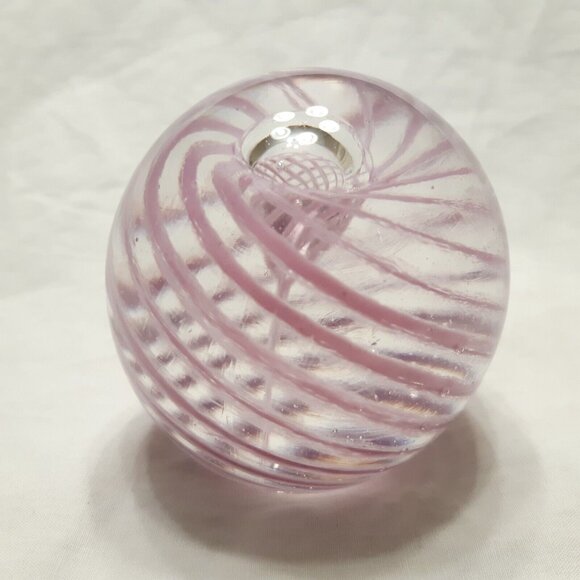 Vintage Paperweight Round Size Small Lavender Purple Swirl Bubble 2.5 in Tall - Picture 5 of 9